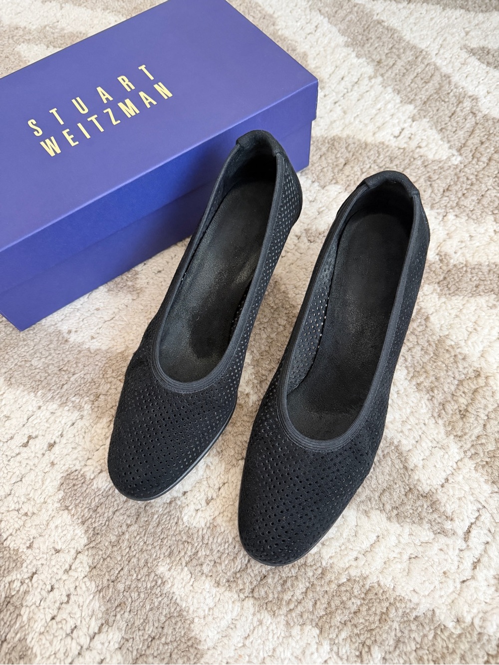 Stuart Weitzman Niccolette Black Ultrasuede Heels- Size 7.5